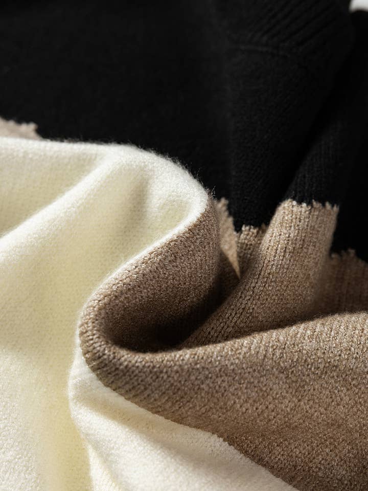 LALA LOO - Wholesale Knit Sweater - Women's - LALALOO Colorblock Crewneck Drop Shoulder Sweater8