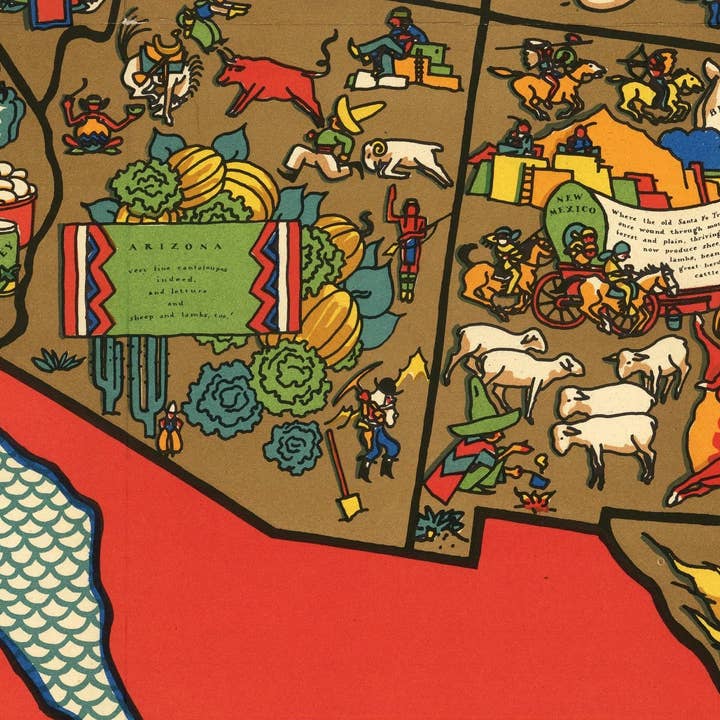 OldCityPrints - Old Maps and Posters - Venta al por mayor Pósteres - Mapa de Alimentos de los Estados Unidos Mapa Vintage 1932 Póster Vintage | Impresión de Arte de Pared de Mapa Vintage | Impresión de Póster Grande | Decoración de Pared para el Hogar3