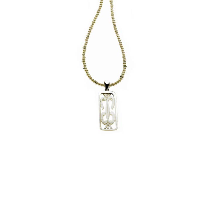 Love Letters Sterling Silver Pearl Rectangle Necklace for wholesale by Cynthia Gale New York