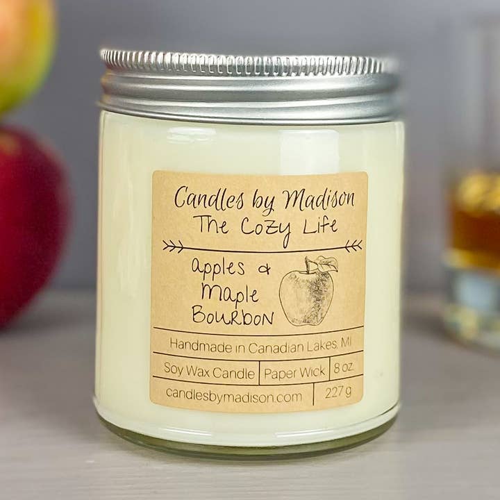 Apples & Maple Bourbon Soy Candle - 8 oz. for wholesale by Candles by Madison