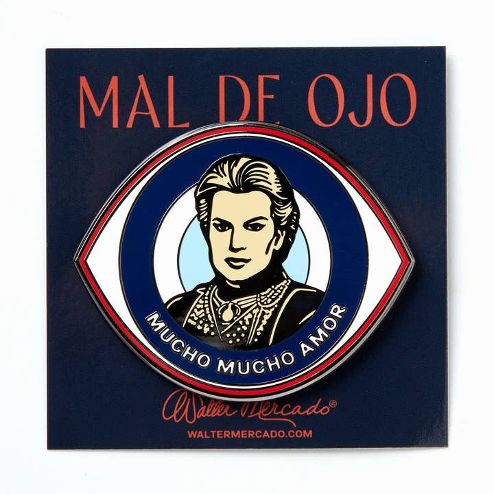 ÉPINGLETTE ÉMAILLÉE DE PROTECTION CONTRE LE MAUVAIS ŒIL WALTER MERCADO pour la vente par Walter Mercado