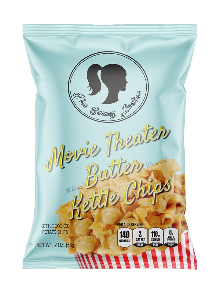 Saucy Ladies Movie Theater Butter Kettle Chips - 2oz for wholesale by The Saucy Ladies