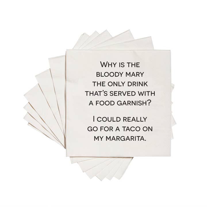 Why is the bloody mary | funny printed Cocktail Napkins for wholesale by ellembee gift