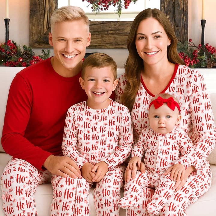 Christmas Ho-Ho-Ho Family Matching Ultra-Soft Bamboo Pajamas for wholesale by Tesa Babe
