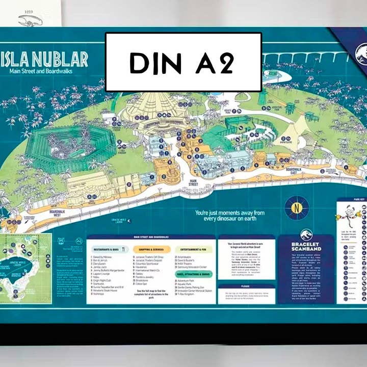 KikoIlustrador - Vendita all'ingrosso Poster - JURASSIC MAP - principale dell'Isola - Dimensione DINA2