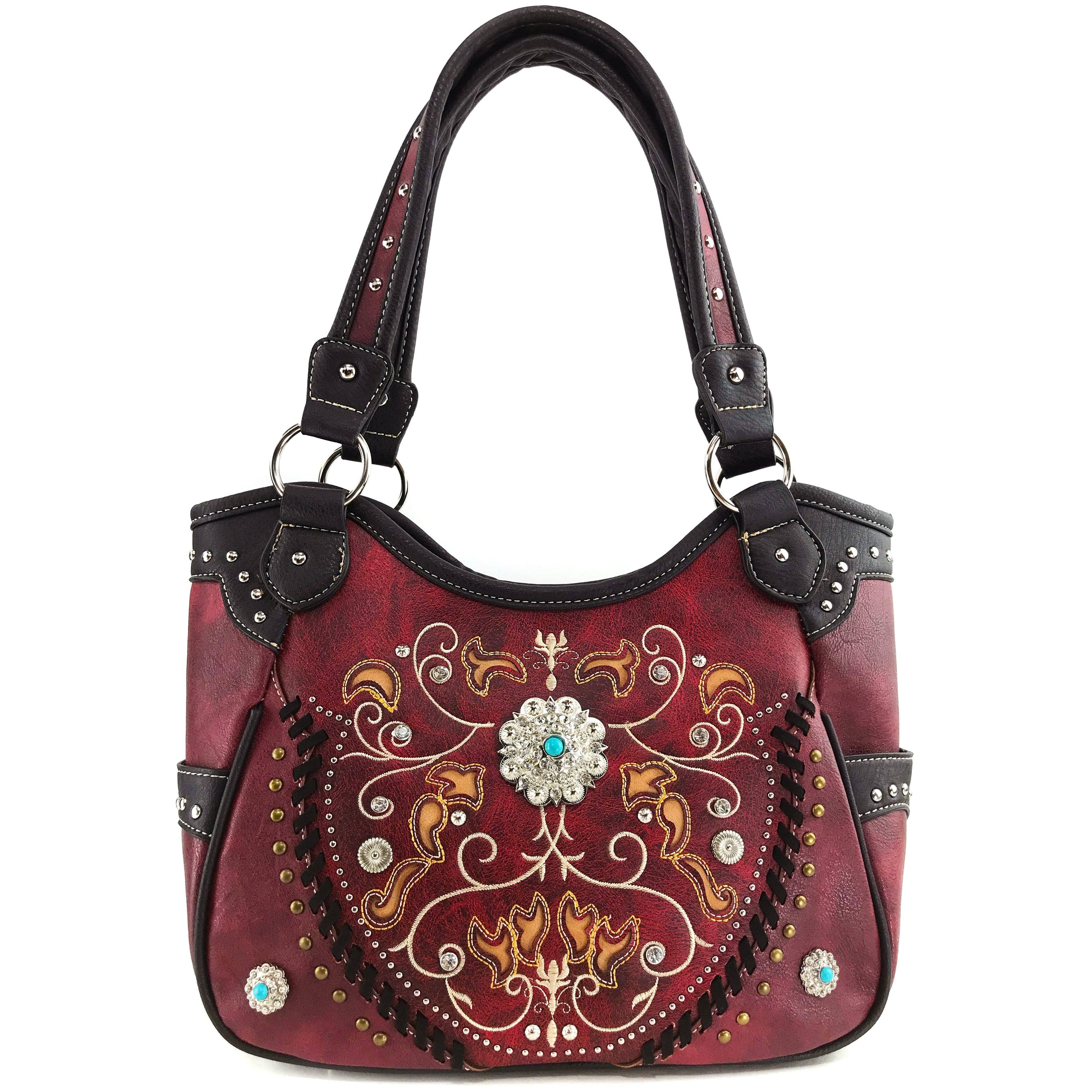Lunar Deer - Wholesale Shoulder Bag - Women's - Western Concho Floral Tote Purse for Women2