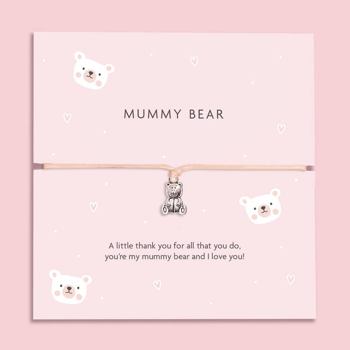 Letterbox Love Bracelets - Wholesale Charm/Dangle Bracelet - Mummy Bear – Teddy Charm Mother’s Day Bracelet0