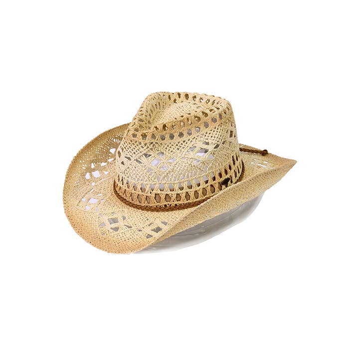 Hana - Wholesale Cowboy Hat - Kids - C.C KIDS Braided Suede Trim Band Weave Cowboy Hat