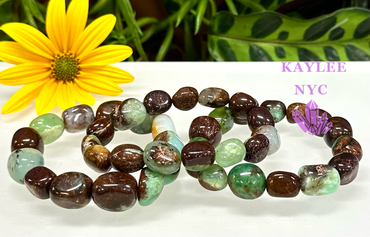 KayleeNYC - Wholesale Beaded Bracelet - Natural Chrysoprase tumble Stretch Bracelet3