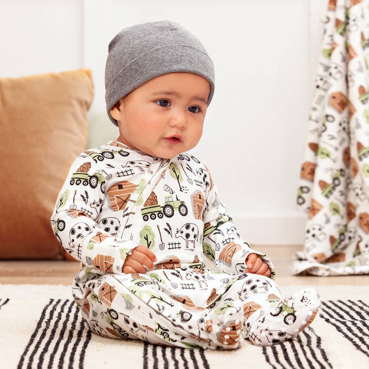 Tesa Babe - Wholesale Jumpsuit - Baby - Barnyard Buddies Bamboo Zipper Romper