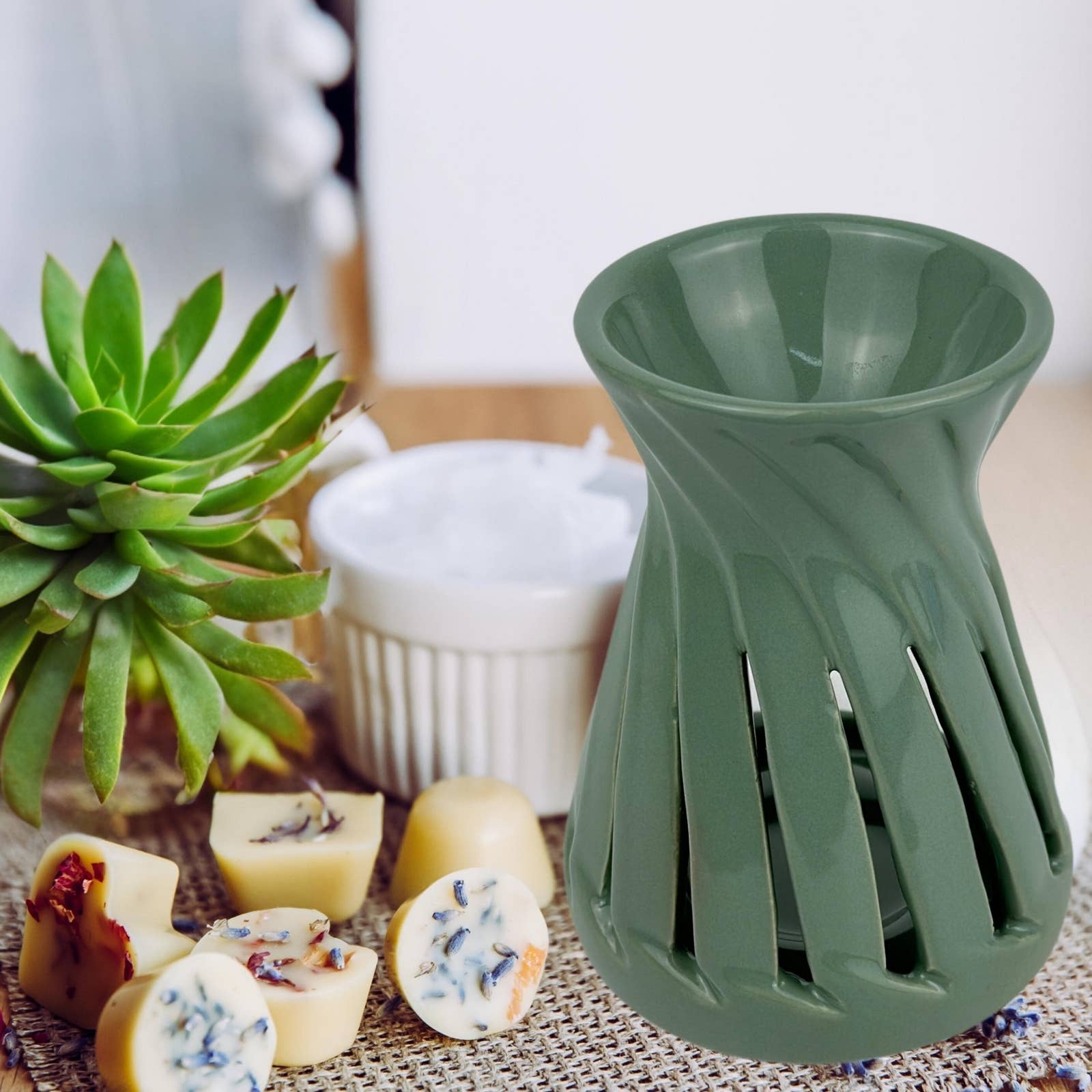 Zen'Arôme - Wholesale Waxbrander - Keramische Corta groene geurbrander met geurmelt10