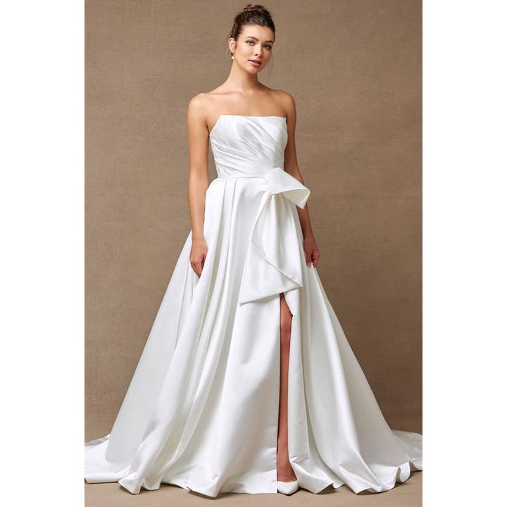 Vestido de Noiva em Linha A com Topo Reto Sem Alças por atacado de Babyfox Apparel