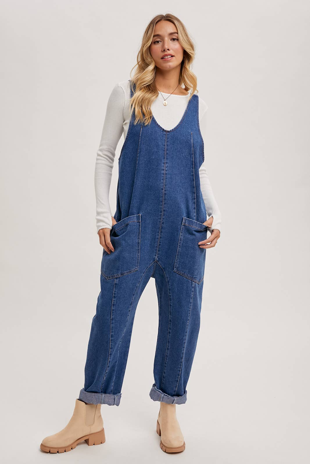 Bluivy - Wholesale Jumpsuit - Women's - DENIM JUMPSUIT IN A RELAXED FIT WITH HAREM LEGS0