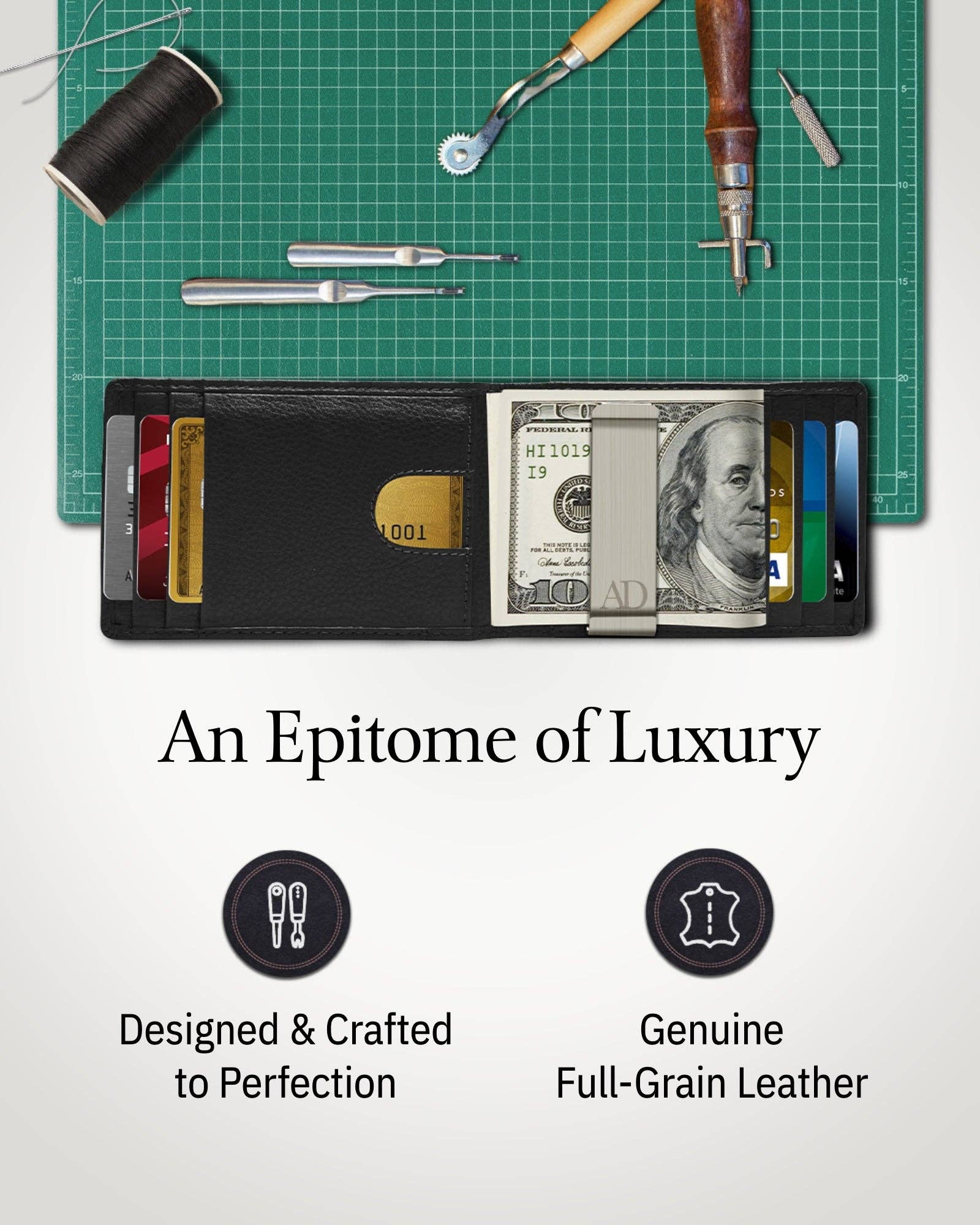 Access Denied Accessories - Wholesale Wallet - Men’s - Real Leather Wallets For Men Money Clip Bifold Wallet RFID8