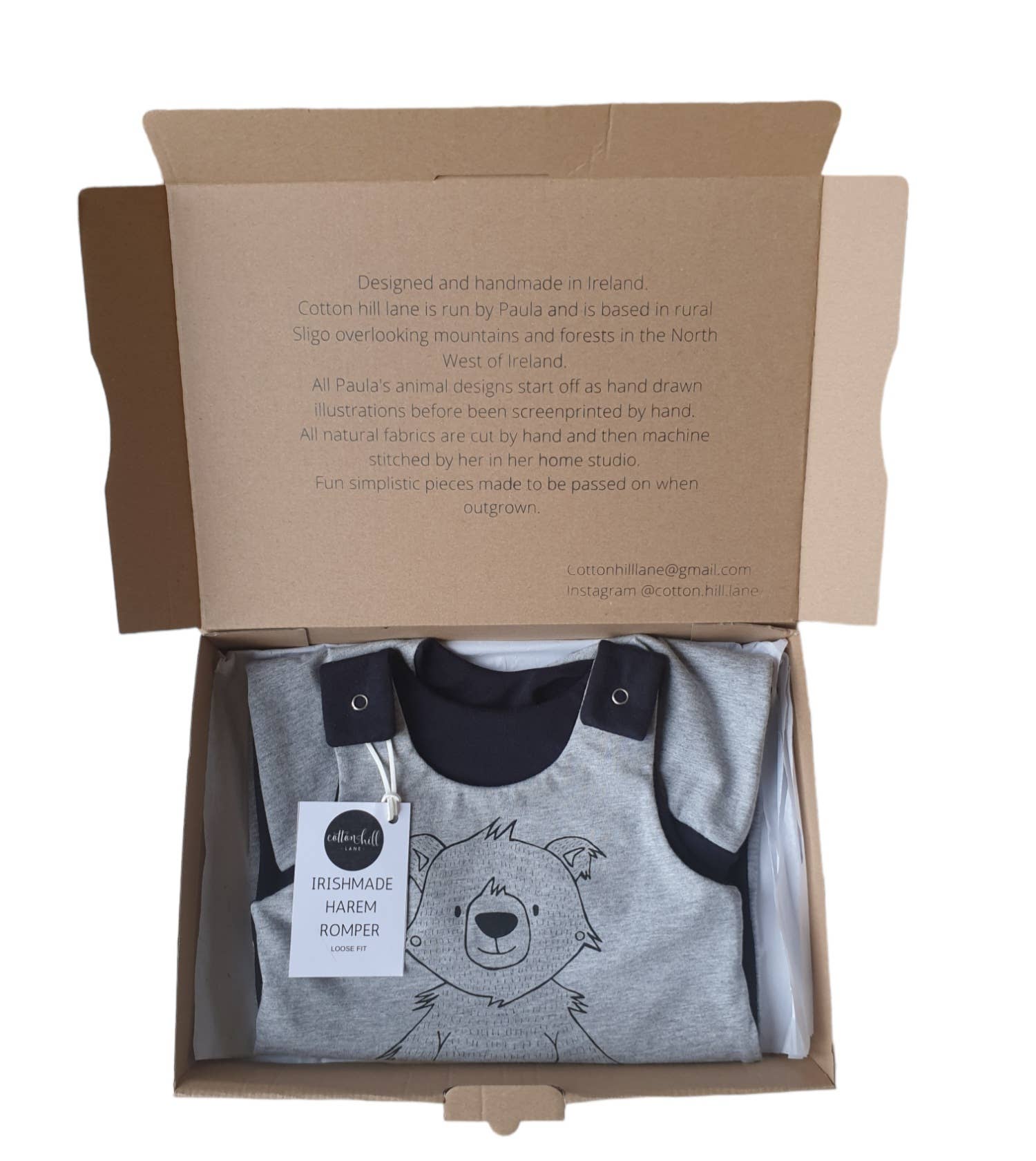 Cotton Hill Lane - Wholesale Jumpsuit - Baby - Bear screen printed organic cotton jersey romper2