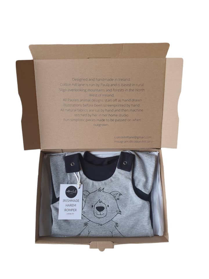Cotton Hill Lane - Wholesale Jumpsuit - Baby - Bear screen printed organic cotton jersey romper2