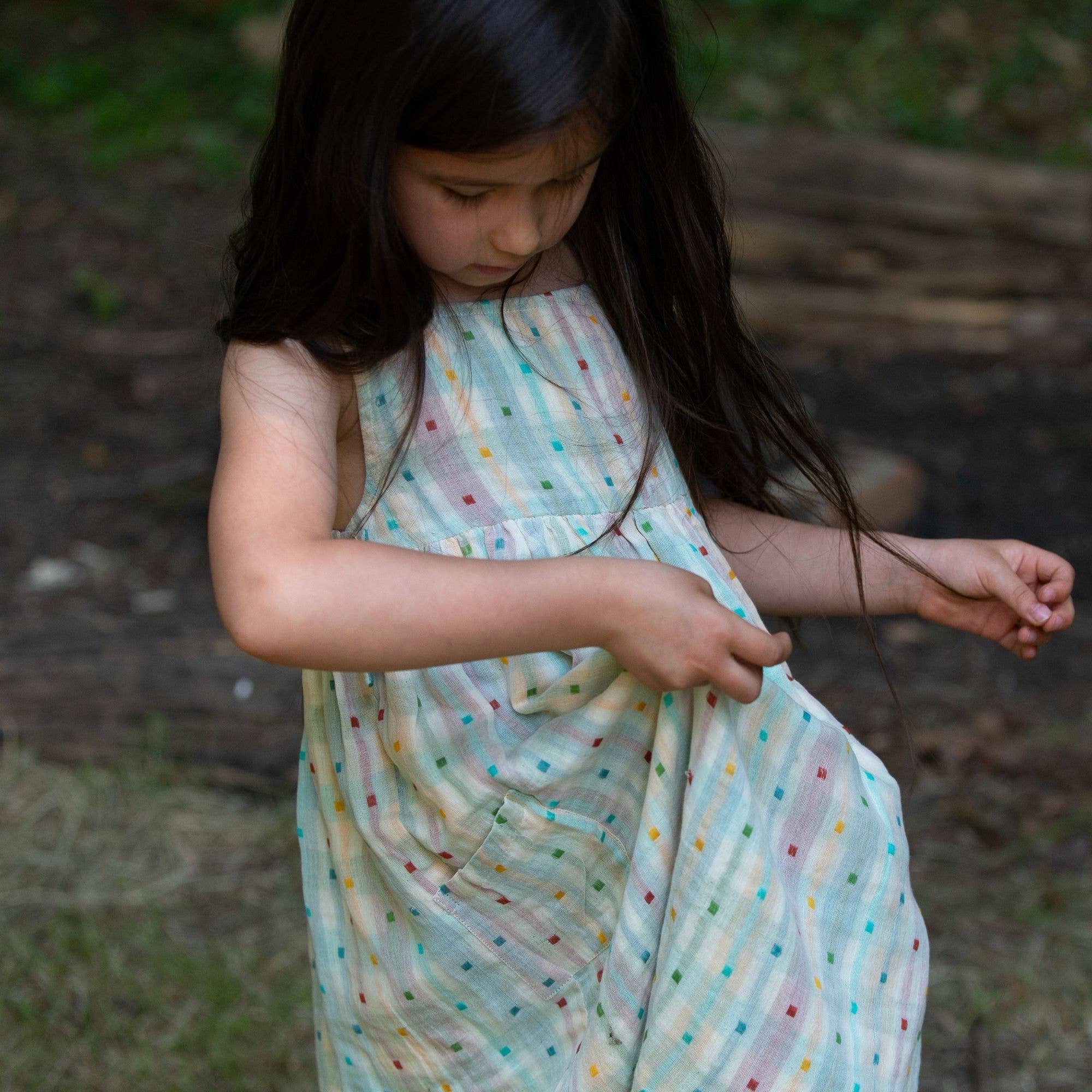Rainbow Reversible Pinny Dress for wholesale on Faire19