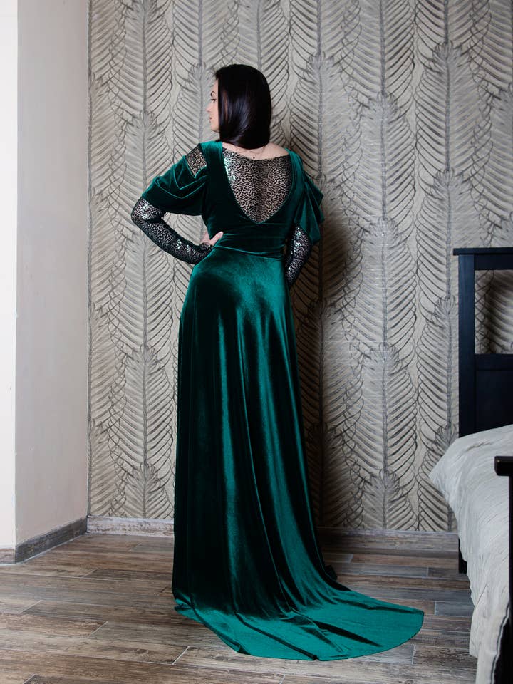 Emerald Green Alternative Royal Wedding Dress, Maxi Lenght for wholesale by RALELE EOOD