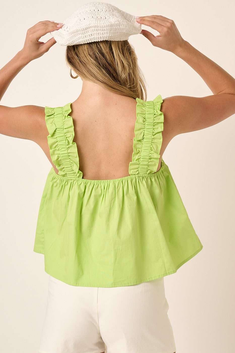 mittoshop - Wholesale Blouse - Women's - M15167-SEMI SWEETHEART NECK RUFFLE CROP TOP19