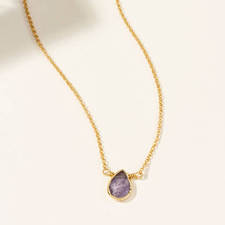 Luna Norte - Venta al por mayor Collares con colgantes/abalorios - Collar dorado con piedras preciosas delicadas: tanzanita