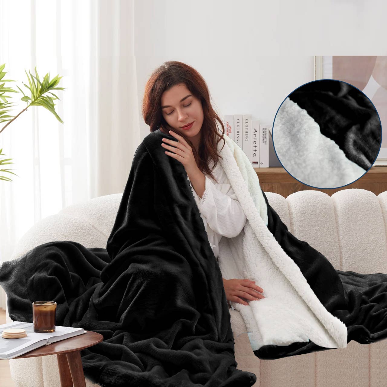 Cottonpassion_US – Engroshandel Sengetæppe – Vendbar Sherpa Fleece tæppe Warm Throw Twin Full/Queen15