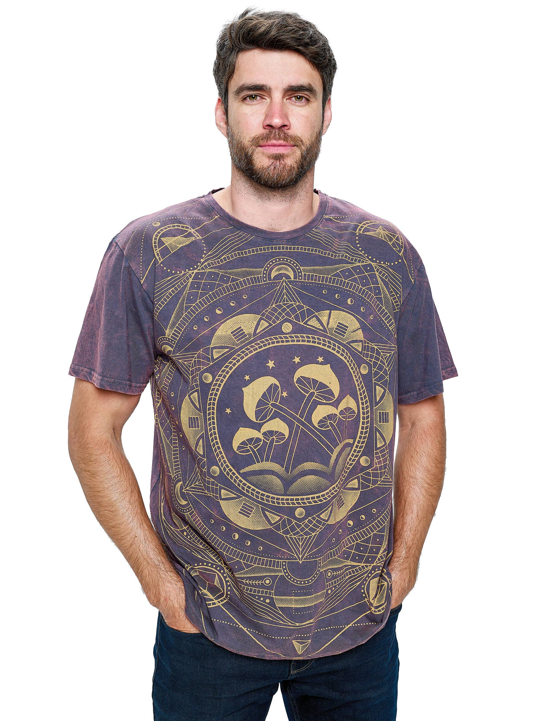 Yak & Yeti - Vente T-shirt sérigraphié – homme - T-shirt Sacred Geometry Mushrooms pour hommes1