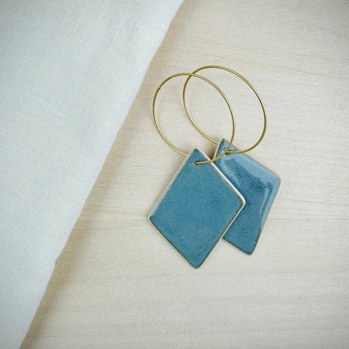 Wishbone Pottery - Wholesale Dangle Earrings - Earrings Stoneware | Astrid | Blue Lake 0