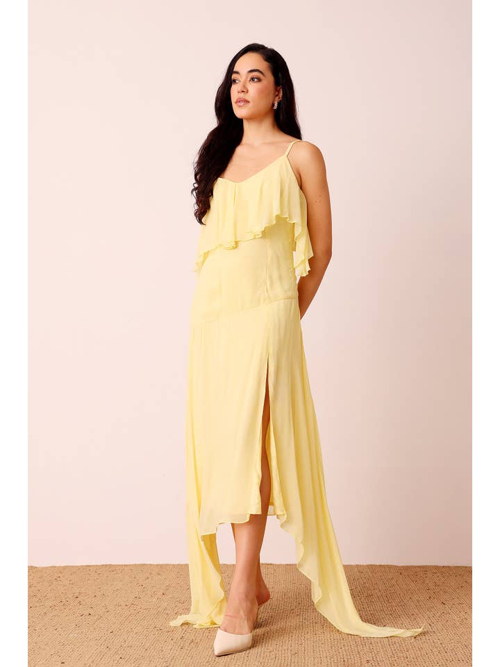 Buttercup Cassa Midi Dress in Pale Yellow for wholesale on Faire