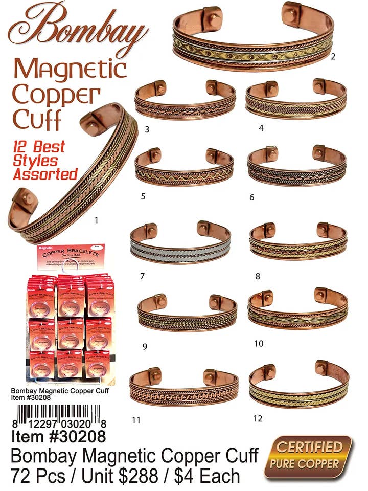 Bombay Magnetic Copper Cuff for wholesale by Puka Creations