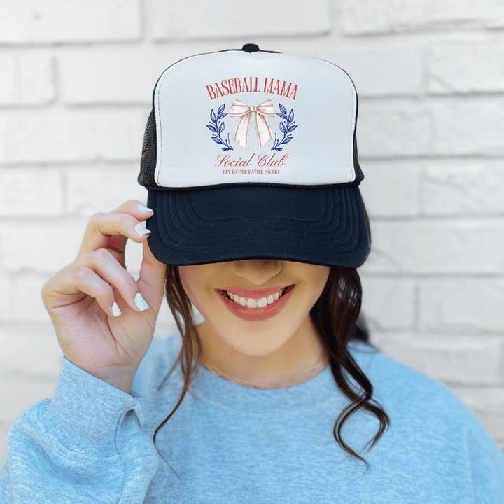 Baseball Mama Social Club Trucker Hat for wholesale by H+P Wholesale