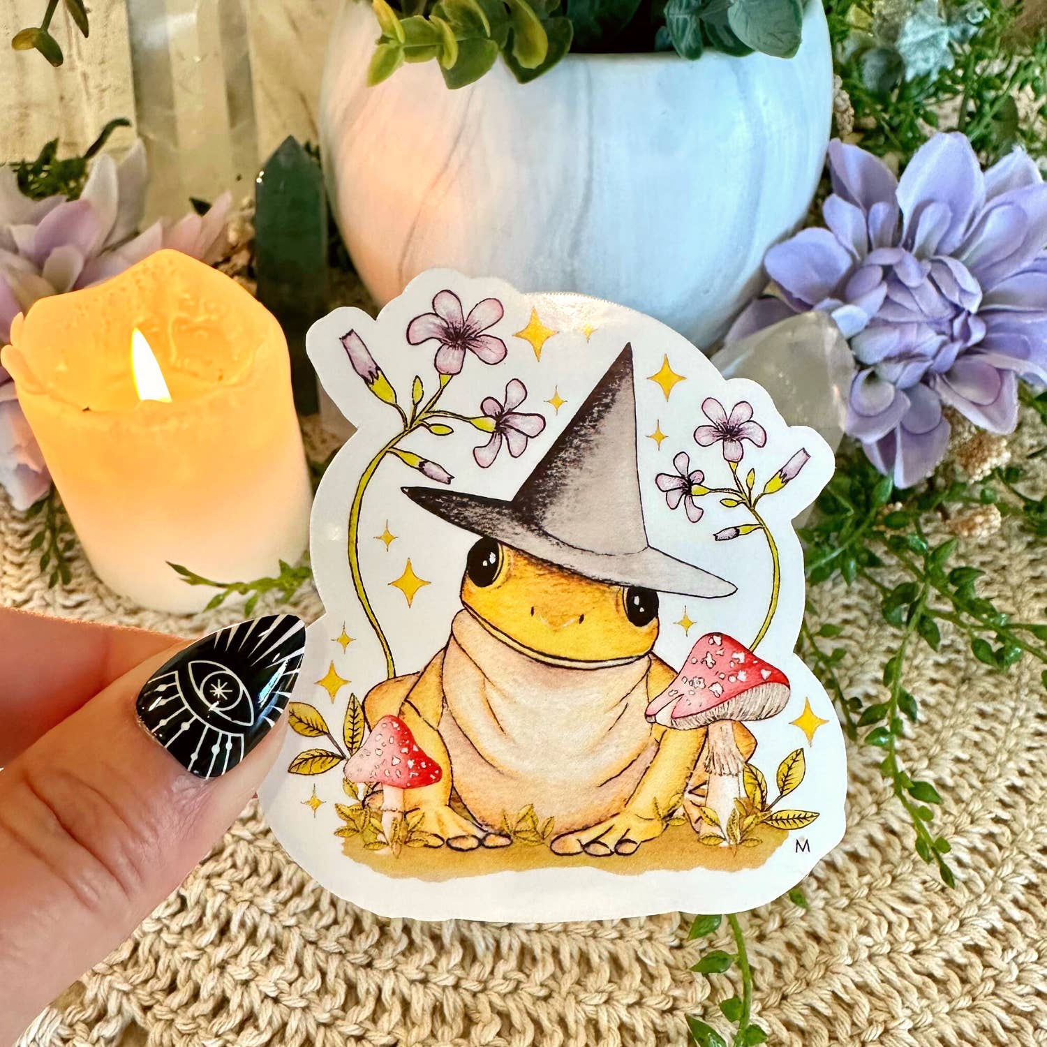 NOMAD Moon Magic - Wholesale Sticker - Witchy Frog and Mushroom glanzende vinylsticker, handgemaakt