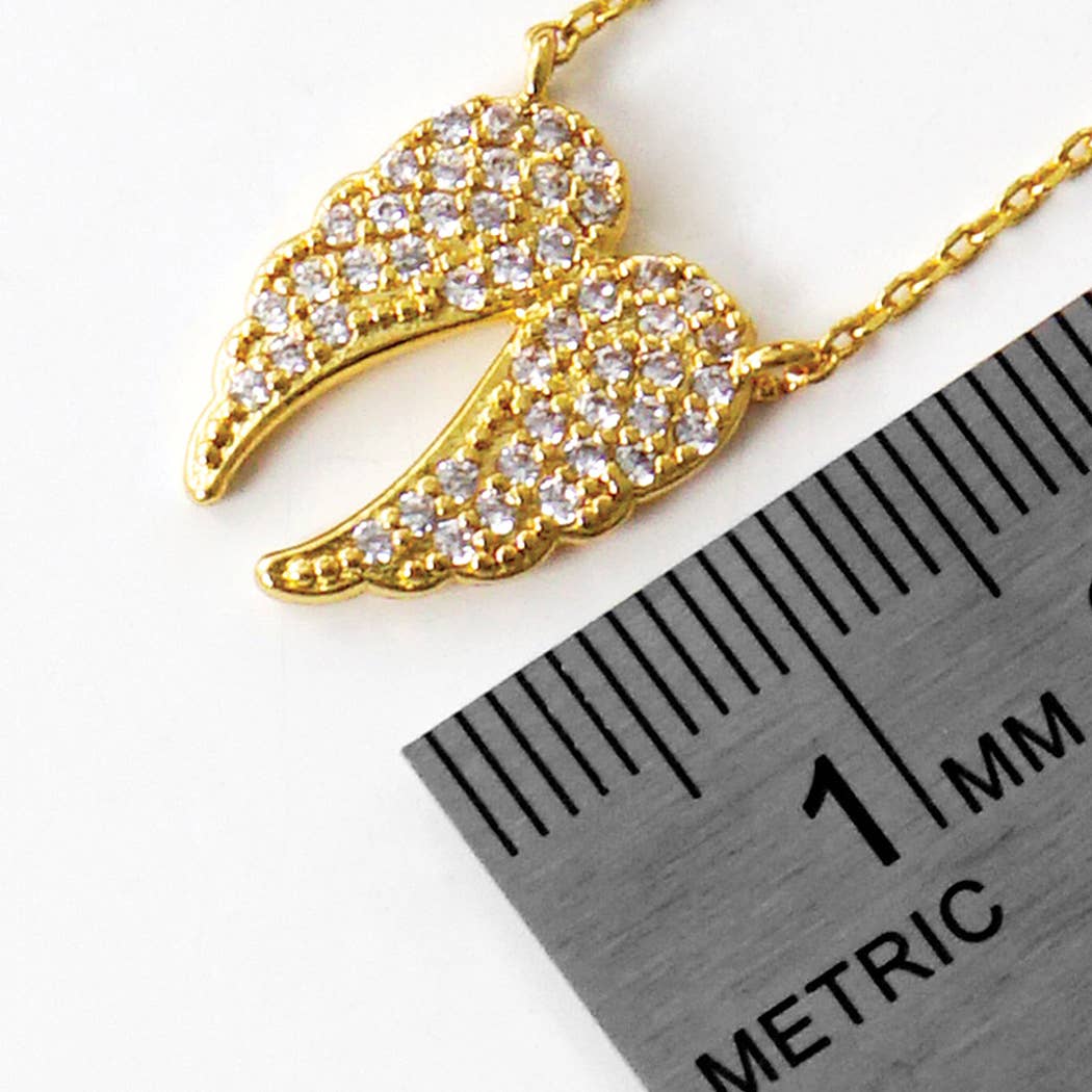 Fashion City - Vente Colliers à pendentif - Collier en forme d'ailes en zircone cubique trempé dans l'or3