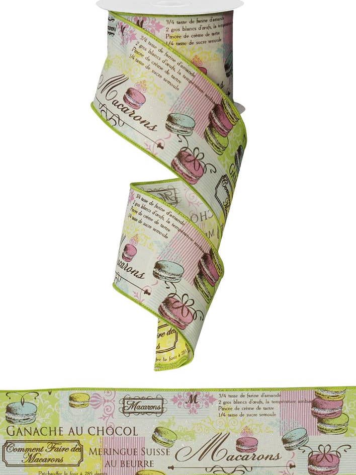 2.5"X10YD FRENCH MACARONS - IVORY/PASTEL - RG1845AM for wholesale by General Wholesale Inc