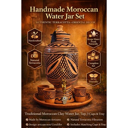 Zayti L.T.D.M - Wholesale Water Filter - Moroccan Handmade Water Jar with Tap – Handcrafted in Terracotta3