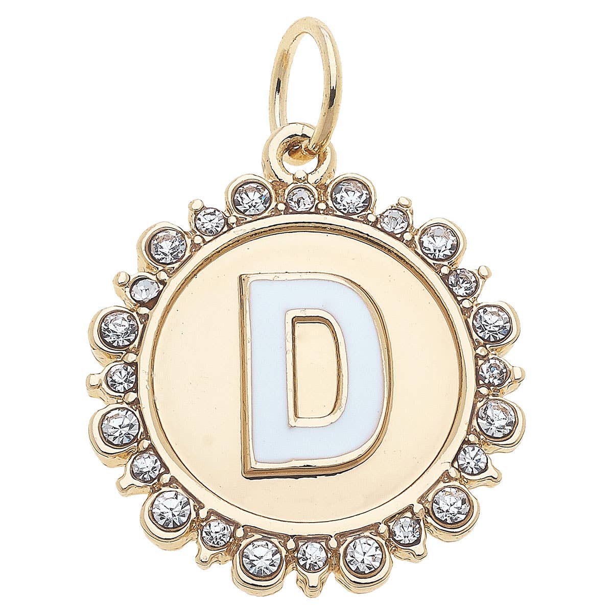 Canvas Style - Wholesale Individual Charm/Pendant - Rhinestone Letter Disc Charm in Shiny Gold3