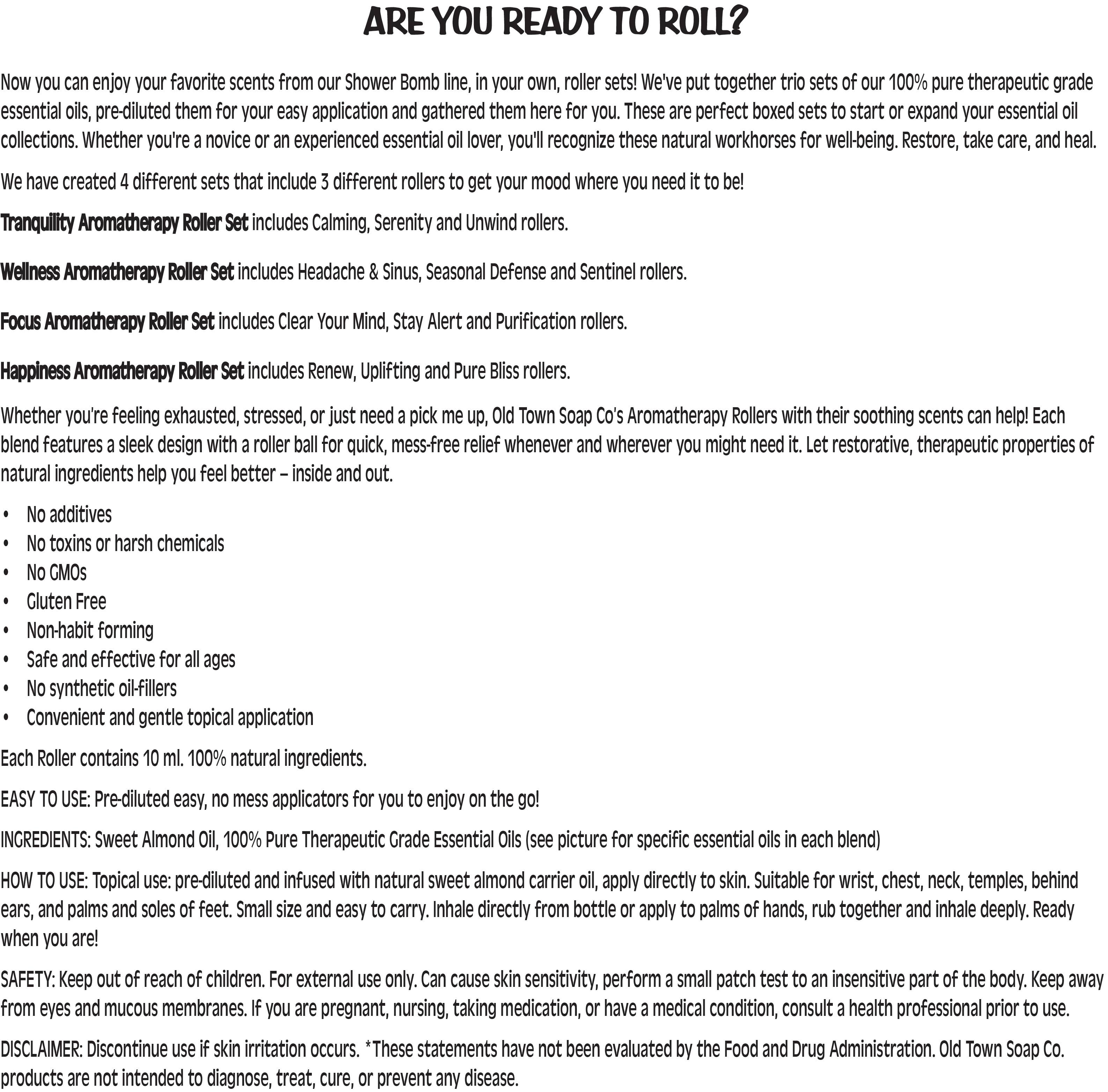 Old Town Soap Co. – Engroshandel Roll-on til æterisk olie – Aromaterapi Roller Sets - 4 forskellige sæt til rådighed!7