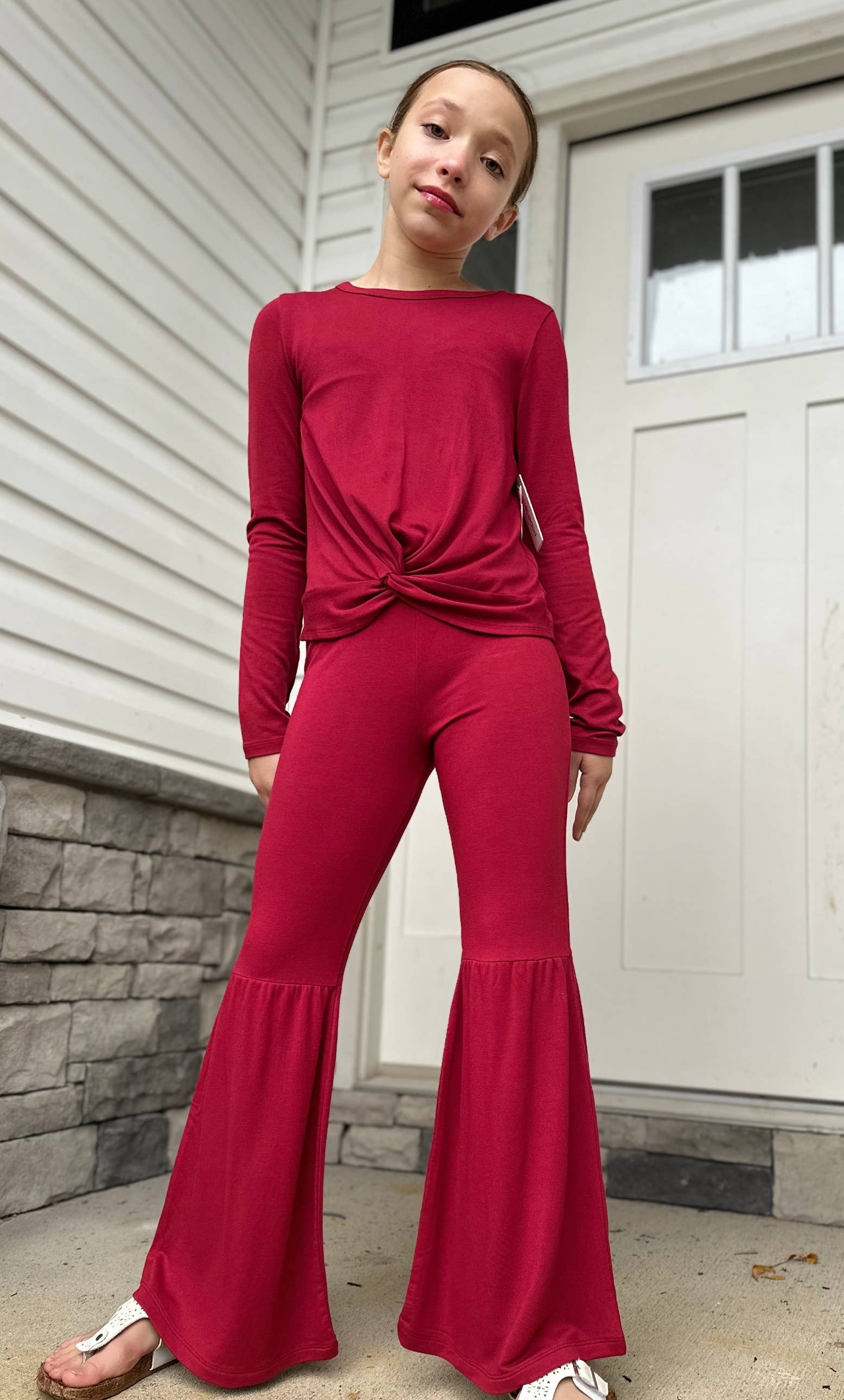 Paper Flower - Wholesale T-Shirt - Kids - Twisted front crop tween fashion top - Scooter1