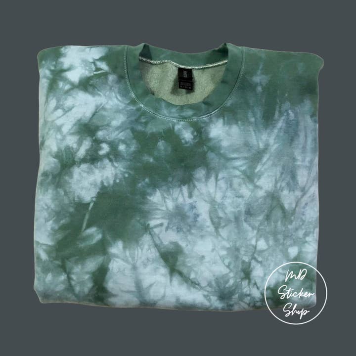 MDStickerShop - Wholesale Sweatshirt - Unisex - Forest Green Tie Dye Blank Crewneck Sweatshirt2