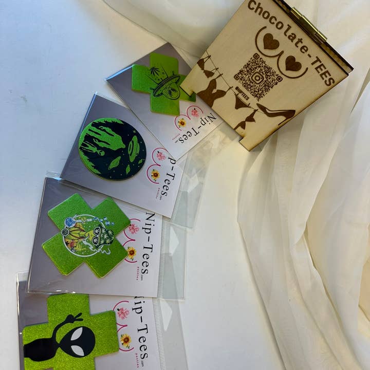 Niptees - Wholesale Nipple Pasties - Women's - Smoking Alien Nipple Cover Pasties | Fun for Festivals2