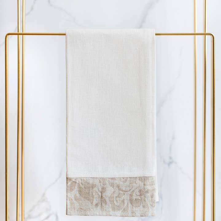 Linen Way Inc. - Wholesale Hand Towel - Foliage Linen Guest Towels - Available in 5 Colors, Set of 6
