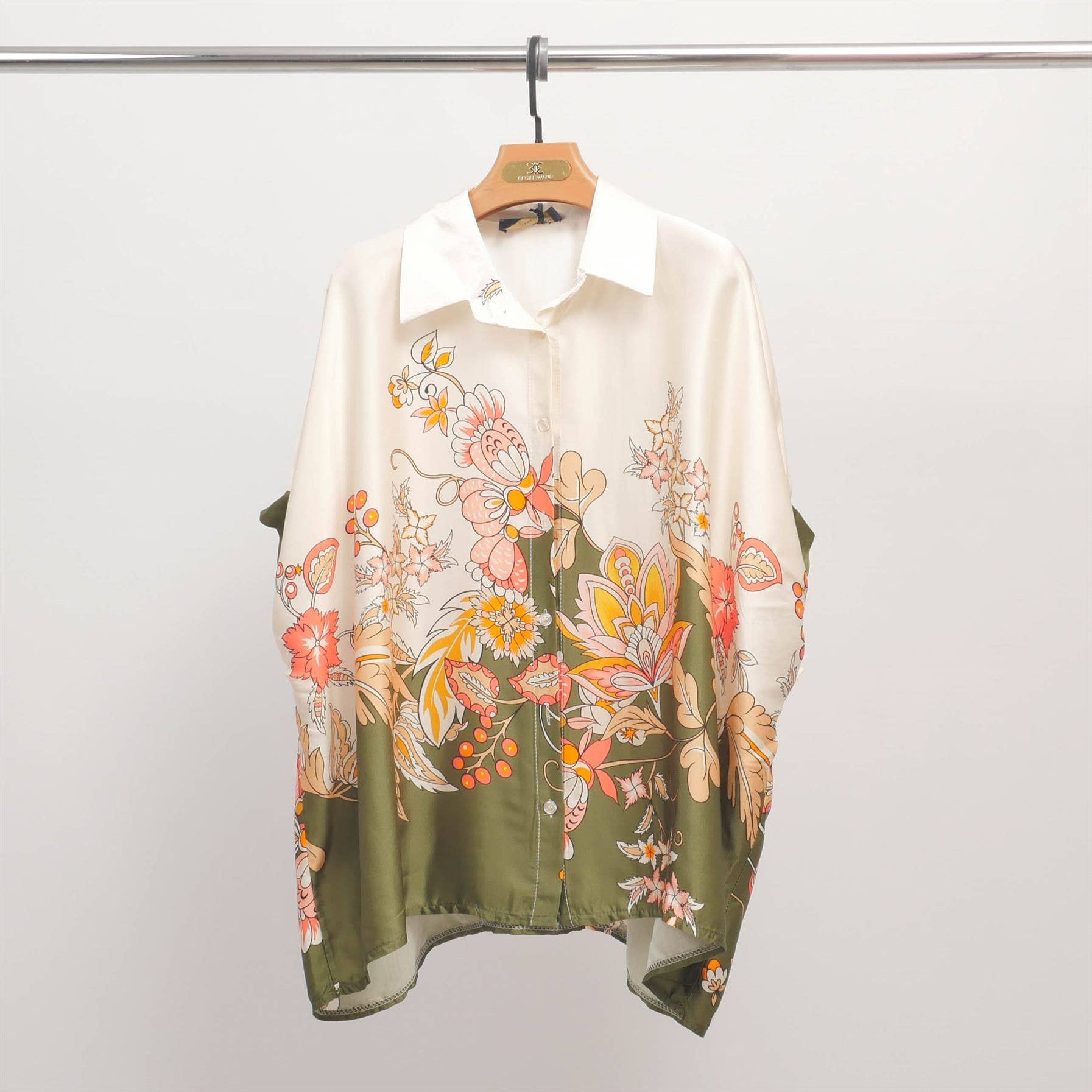 Cecile Wang - Wholesale Button Down Shirt - Women's - Floral print satin shirt KD8758VS-188