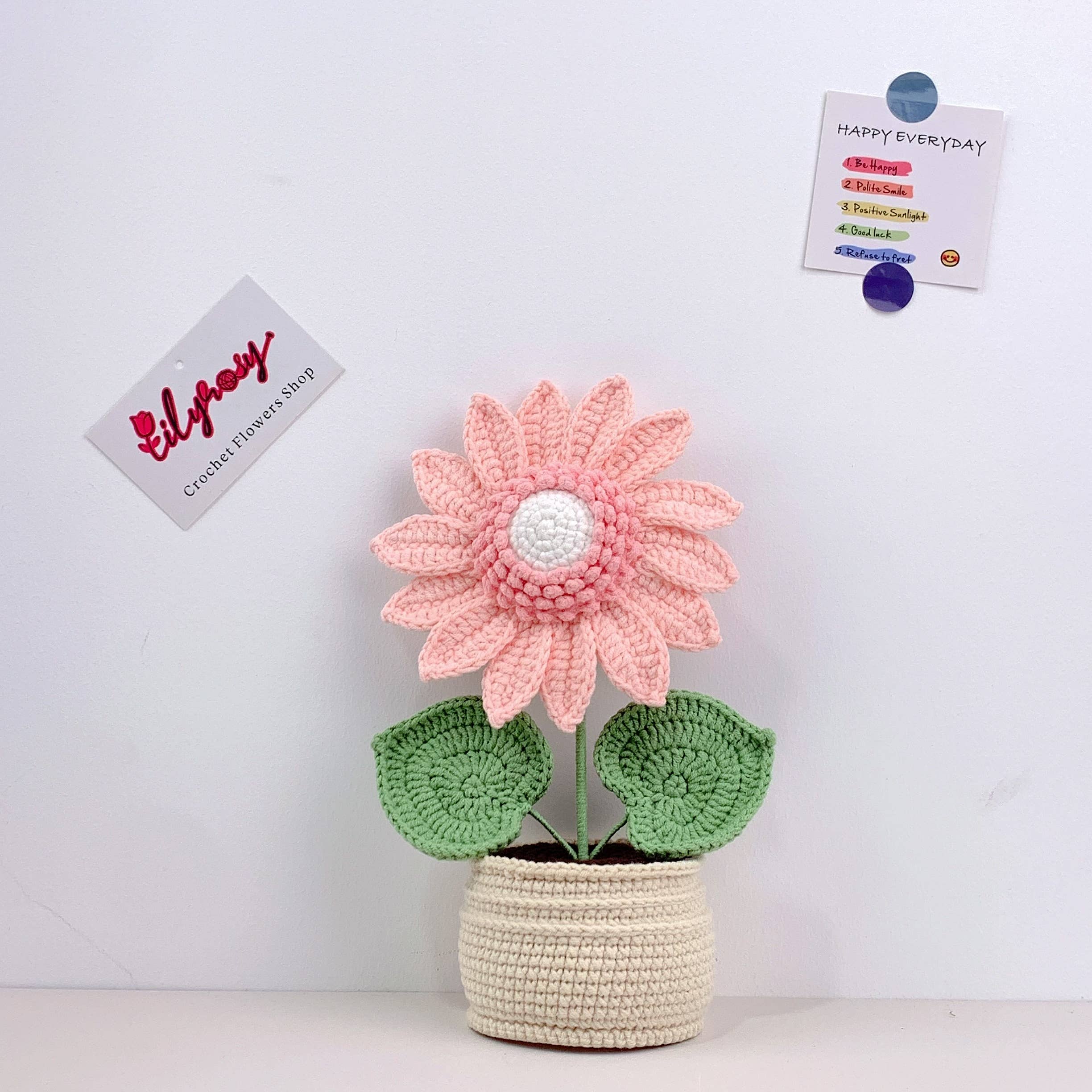 Lilyrosy（Duty free) - Wholesale Artificial Flowers - Crochet Sunflower plant pot, Handmade Valentine's Day gift5