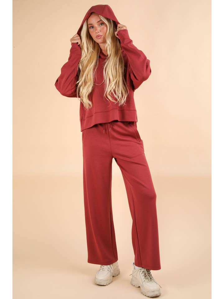 VERY J - Wholesale Activewear Set - Women's - NT11882SET-Oversized Knit Loungewear Top & Pants Set