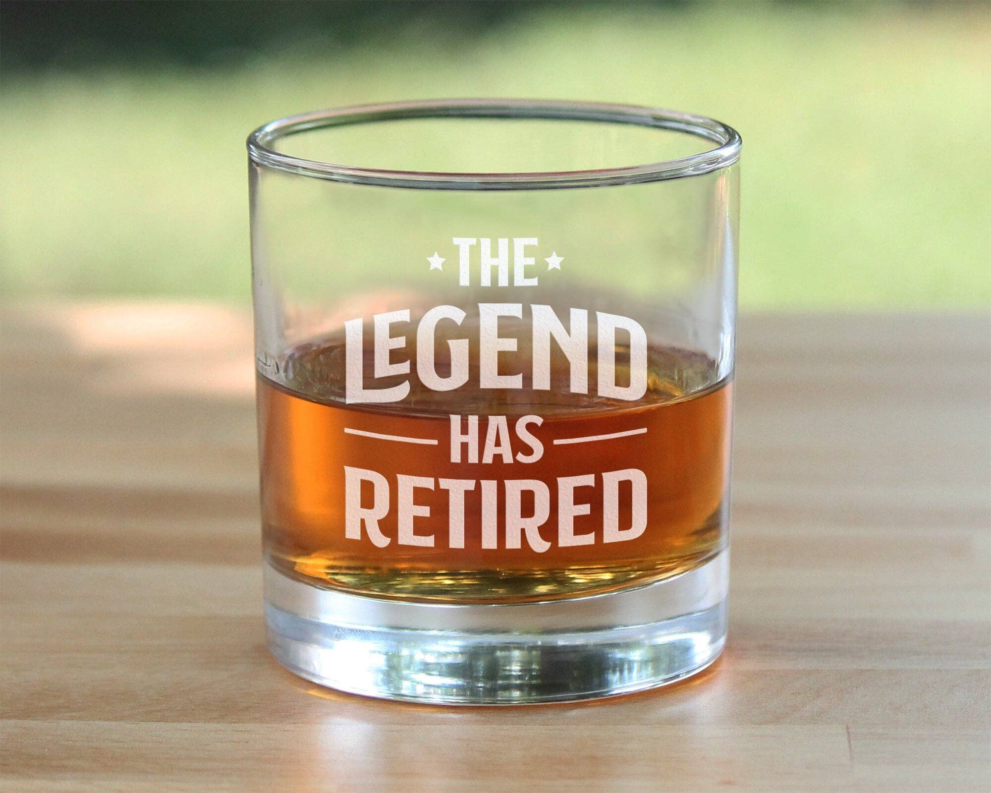 bevvee - Wholesale Cocktail/Liquor Glass - Legend Has Retired Whiskey Rocks Glass - Retirement Gifts3