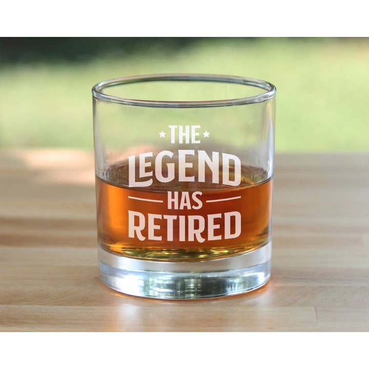 bevvee - Wholesale Cocktail/Liquor Glass - Legend Has Retired Whiskey Rocks Glass - Retirement Gifts3