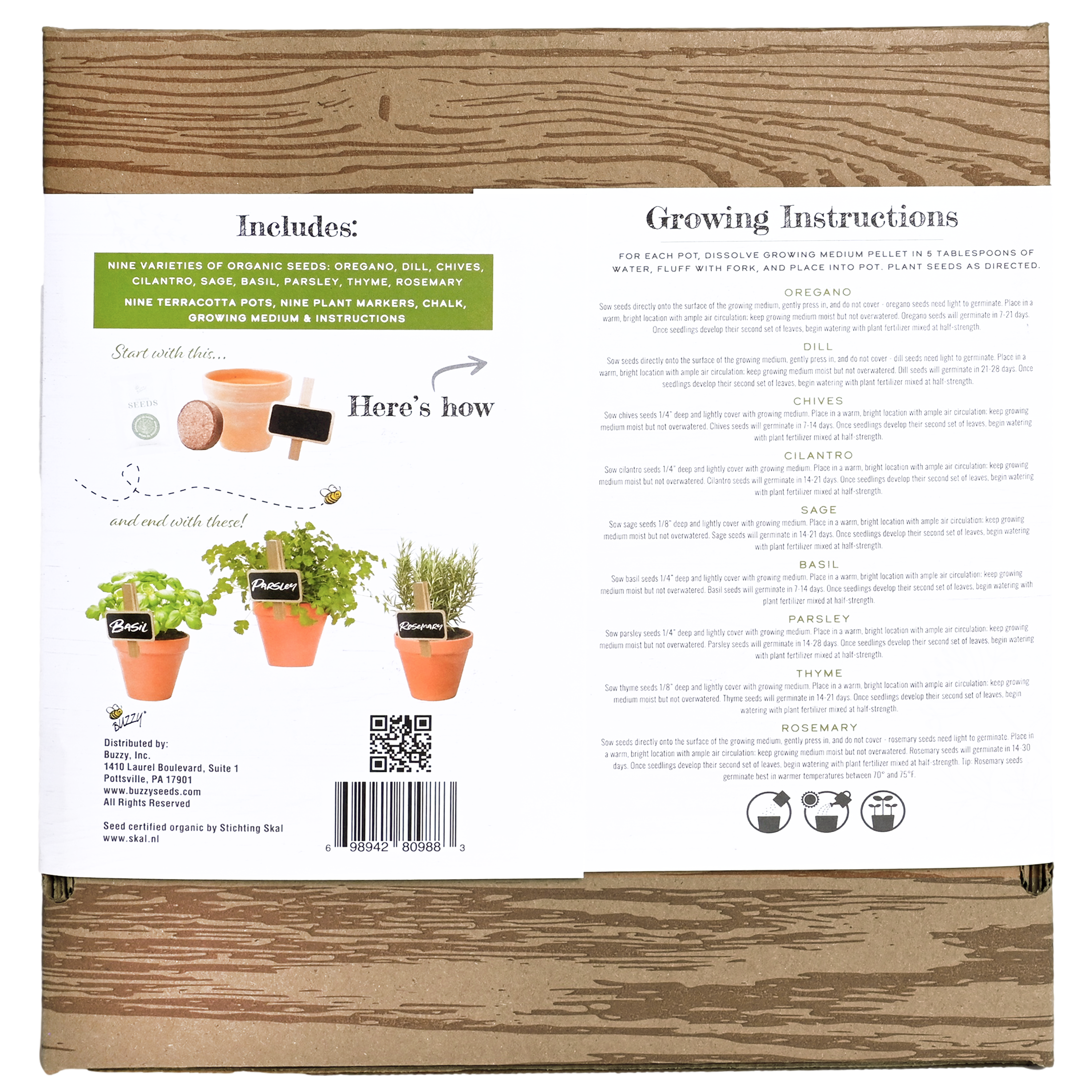 Buzzy Seeds Grow Gifts - Wholesale Plant Seeds - Organic Herb Starter Kit | Garden Workshop Kit | 9 Herbs4