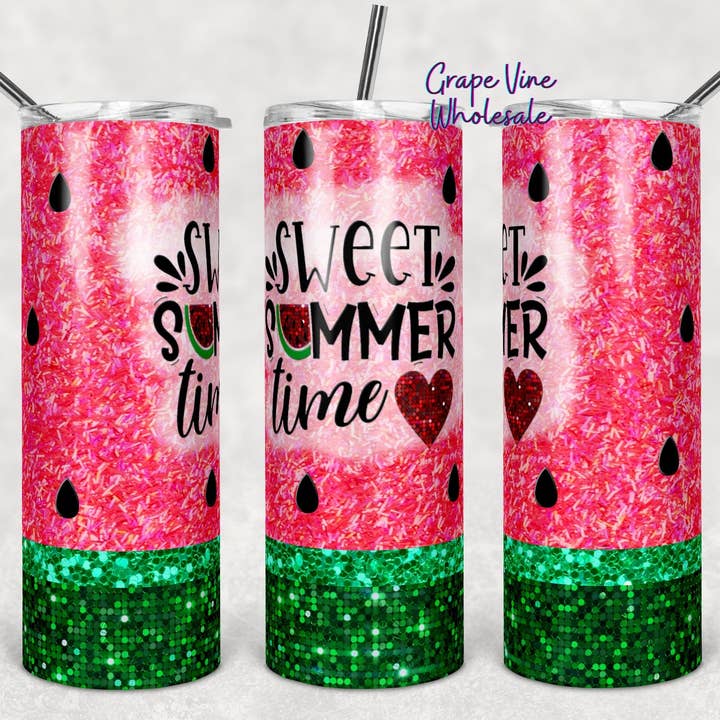 Süßer Sommerzeit-Wassermelonen-Glitzerknall 20oz Becher für den Großhandel von GrapeVineWholesale