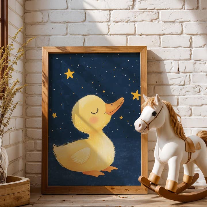 Enten-Kinderzimmerkunst | Aquarellstil | Goldener Farbton für den Großhandel von Artsriver