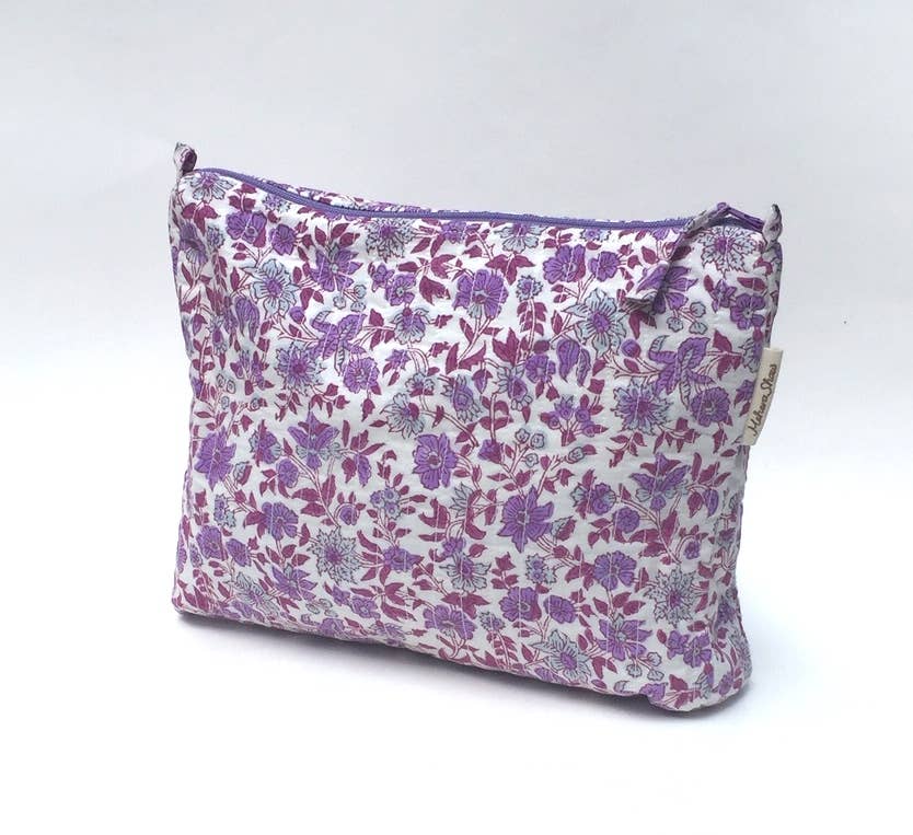 Mehera Shaw – wholesale Make-up/cosmetic bag – Cosmetics Bag - Compact - Quilted Hand Block Print Cotton15