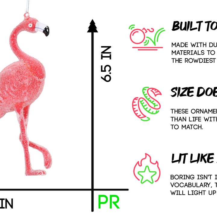 Party Rock Ornaments - Wholesale Ornament - Party Rock | Pink Flamingo Glass Ornament2